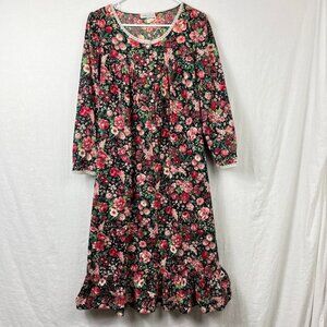 90s Willow Creek Long Sleeve‎ Maxi Dress Nightie Womens M Floral Cottage Modest